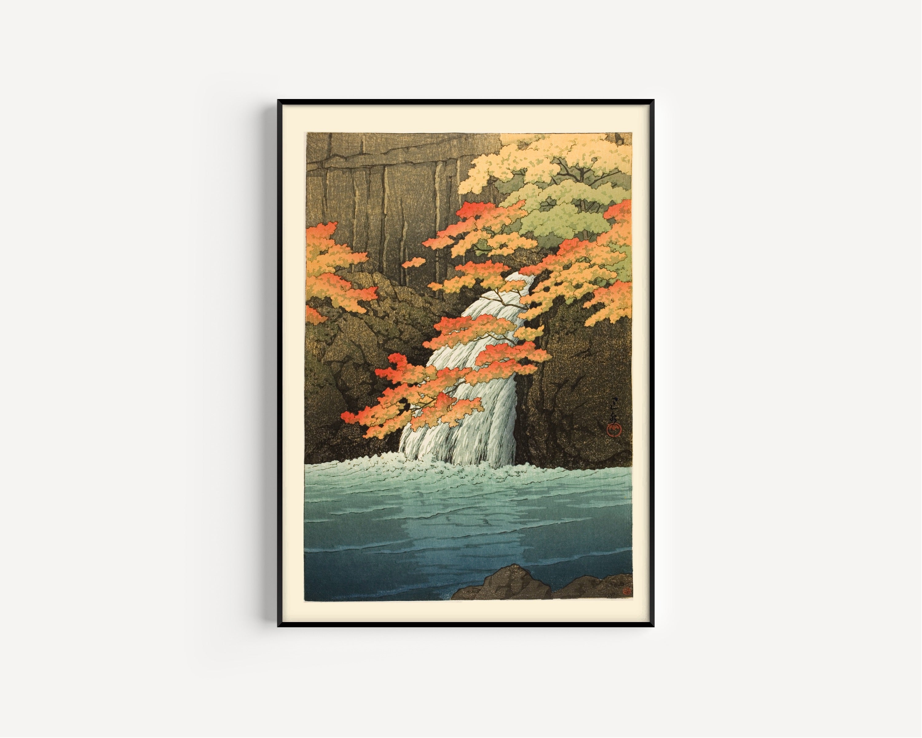 Kawase Hasui — Senju Waterfall, Akame | Japanese Woodblock Print (Shin Hanga)