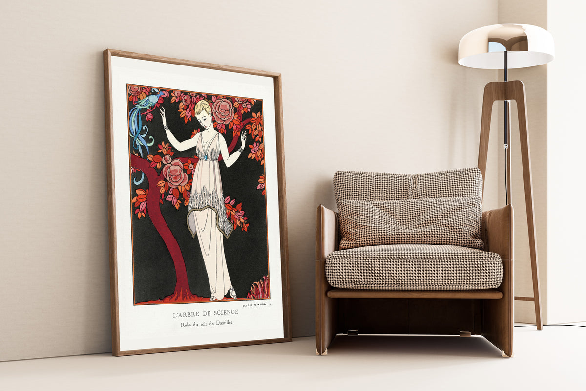 George Barbier — L'Arbre de science, robe de Doeuillet | Art Deco Fashion Print