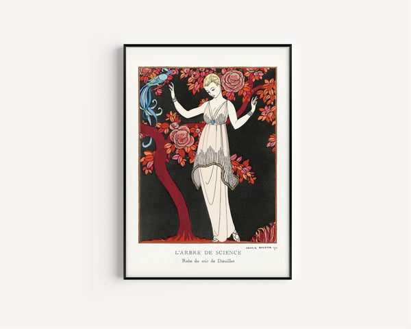 George Barbier — L'Arbre de science, robe de Doeuillet | Art Deco Fashion Print