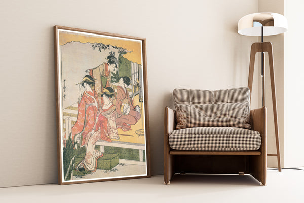 Kitagawa Utamaro — Parody of Ushiwakamaru and Princess Joruri (centre sheet) | Japanese Woodblock Print (Ukiyo-e)