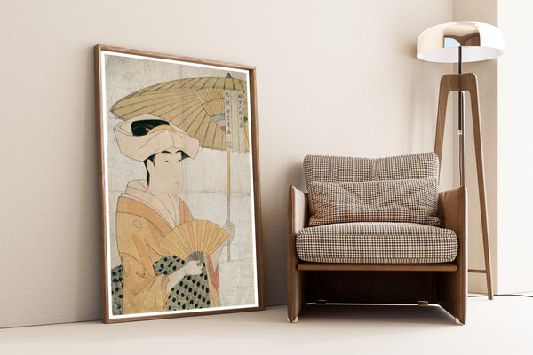 Kitagawa Utamaro — Woman with Fan and Parasol, from Ten Physiognomies of Women | Japanese Woodblock Print (Ukiyo-e)