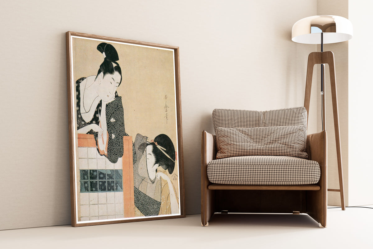 Kitagawa Utamaro — Lovers Behind a Screen | Japanese Woodblock Print (Ukiyo-e)