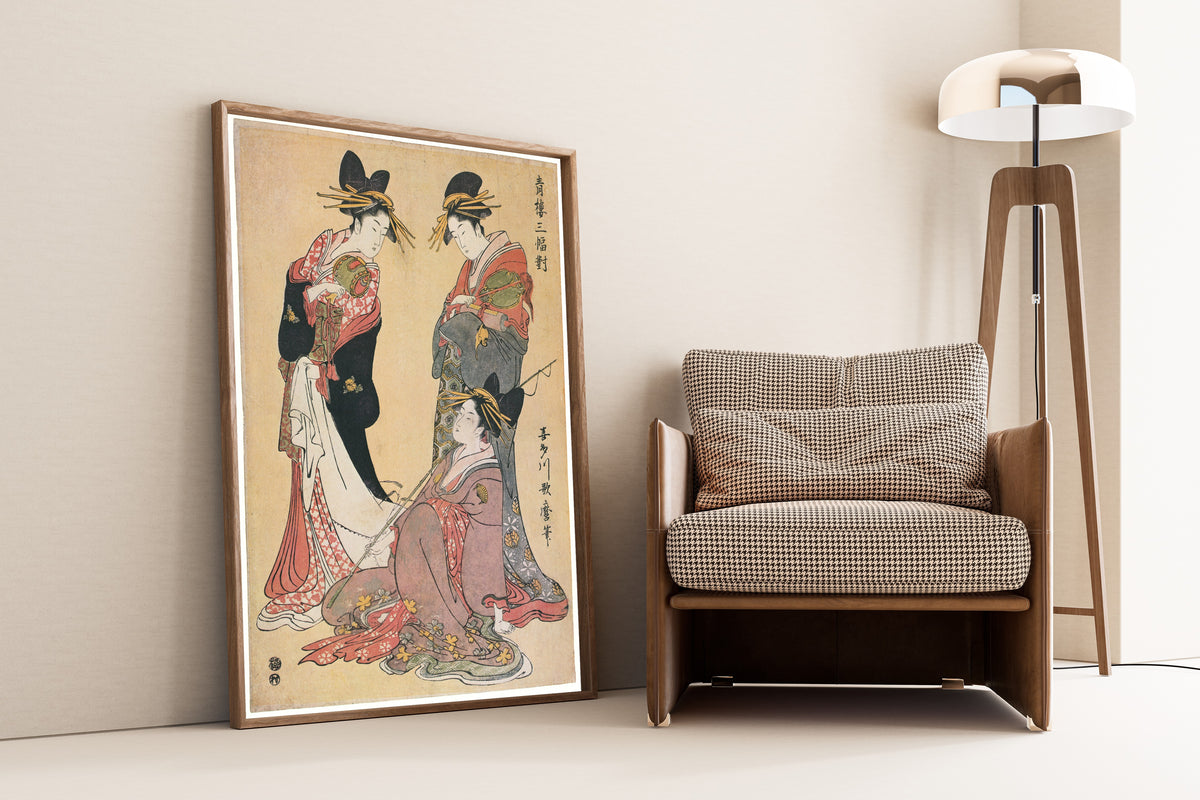 Kitagawa Utamaro — Three Beauties of the Pleasure Quarters (Seiro sanpukutsui) | Japanese Woodblock Print (Ukiyo-e)