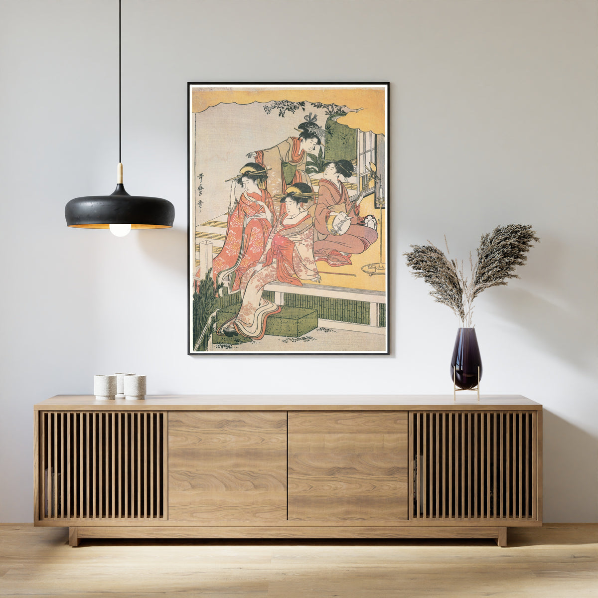 Kitagawa Utamaro — Parody of Ushiwakamaru and Princess Joruri (centre sheet) | Japanese Woodblock Print (Ukiyo-e)