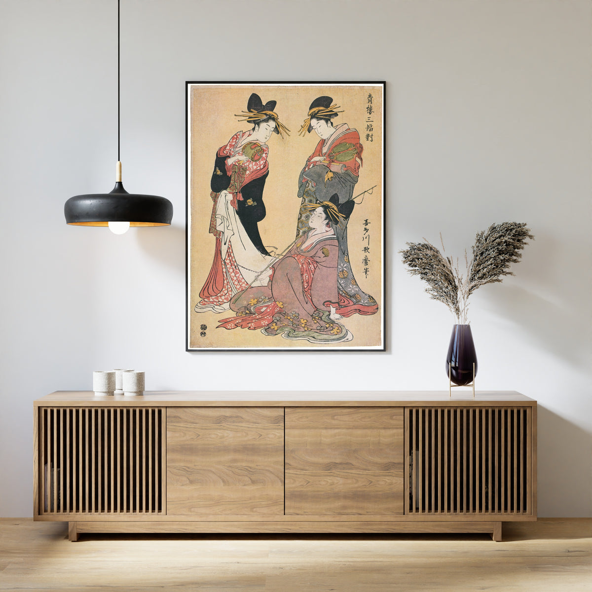 Kitagawa Utamaro — Three Beauties of the Pleasure Quarters (Seiro sanpukutsui) | Japanese Woodblock Print (Ukiyo-e)