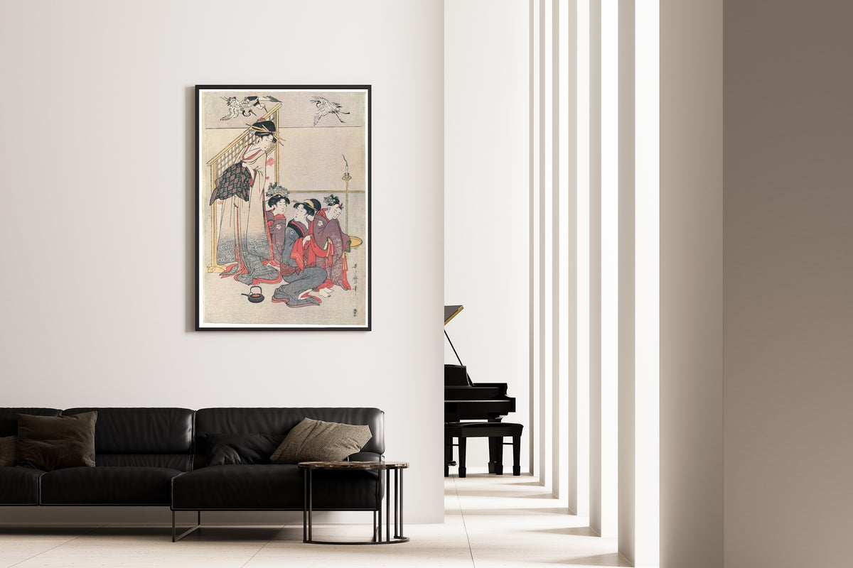 Kitagawa Utamaro — Niwaka Festival Performers at a Teahouse (Right Sheet) | Japanese Woodblock Print (Ukiyo-e)