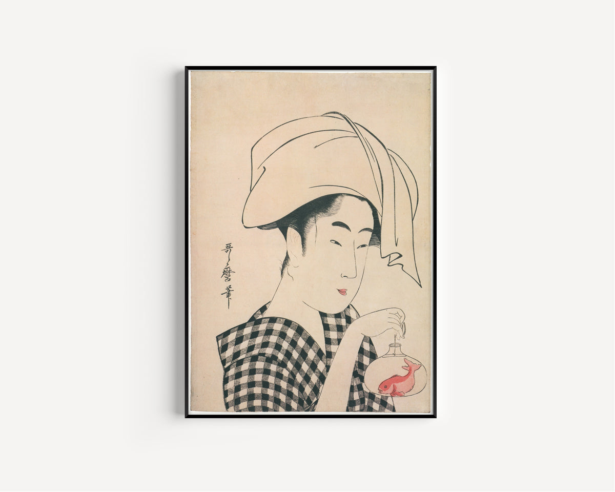 Kitagawa Utamaro — Woman Carrying a Goldfish Bowl | Japanese Woodblock Print (Ukiyo-e)