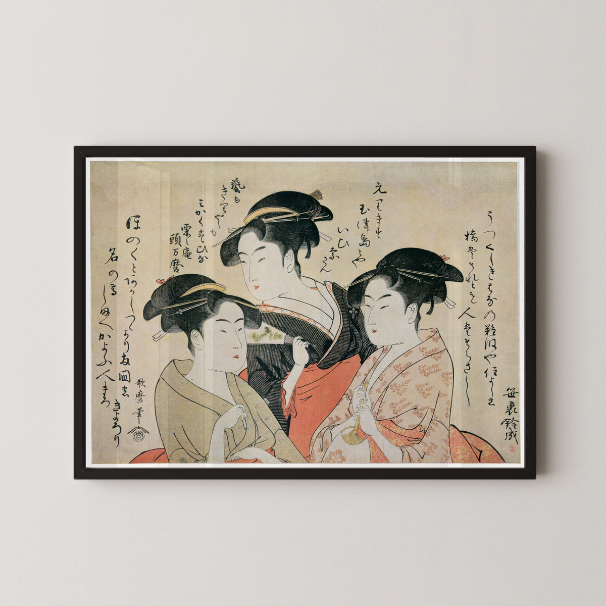 Kitagawa Utamaro — Three Beauties of the Present Day: Okita, Toyohina, Ohisa | Japanese Woodblock Print (Ukiyo-e)
