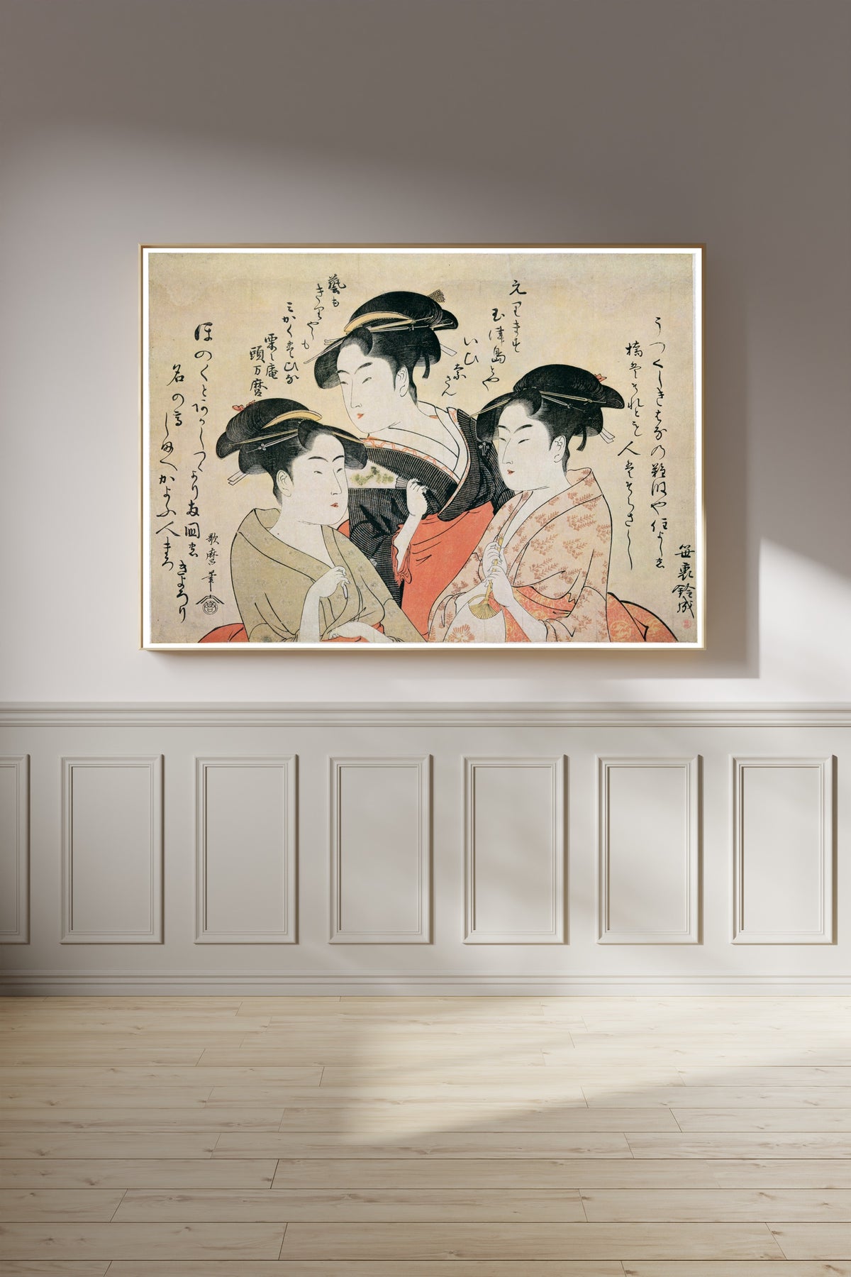 Kitagawa Utamaro — Three Beauties of the Present Day: Okita, Toyohina, Ohisa | Japanese Woodblock Print (Ukiyo-e)