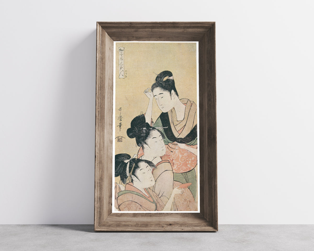 Kitagawa Utamaro — Three Beauties at a Playhouse | Japanese Woodblock Print (Ukiyo-e)