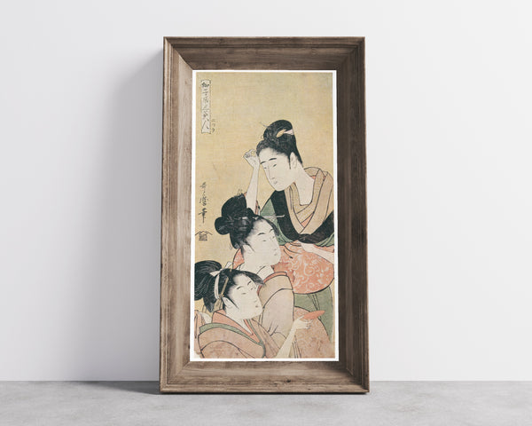 Kitagawa Utamaro — Three Beauties at a Playhouse | Japanese Woodblock Print (Ukiyo-e)