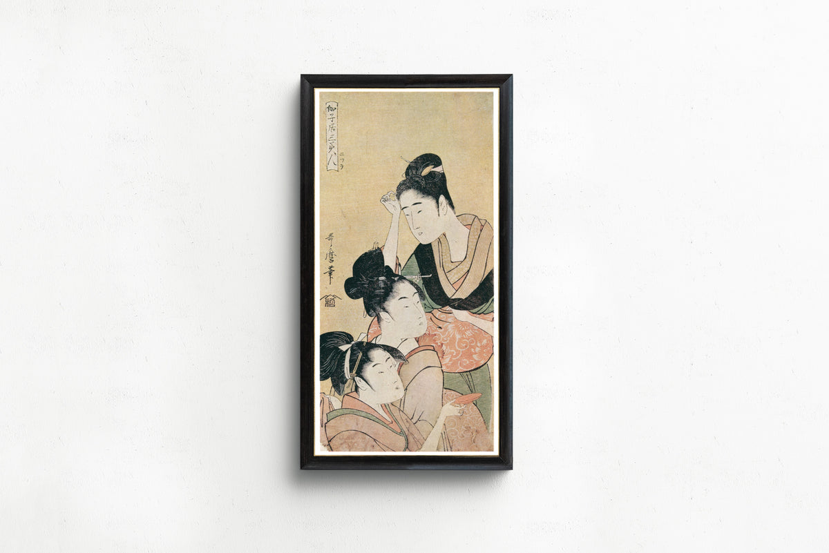 Kitagawa Utamaro — Three Beauties at a Playhouse | Japanese Woodblock Print (Ukiyo-e)