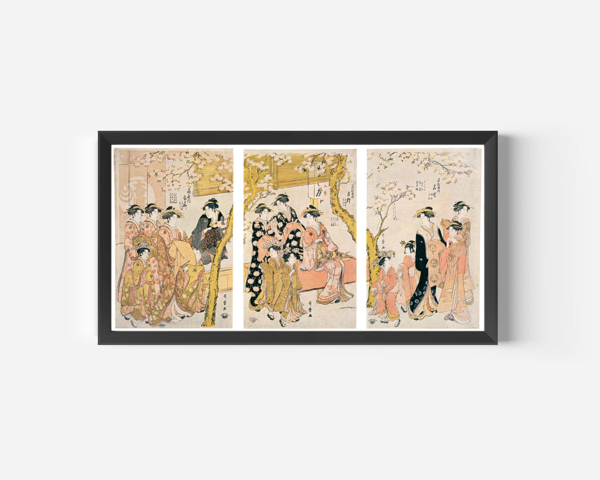 Kitagawa Utamaro — Courtesans and Cherry Blossoms at the Daikokuya | Japanese Woodblock Print (Ukiyo-e)