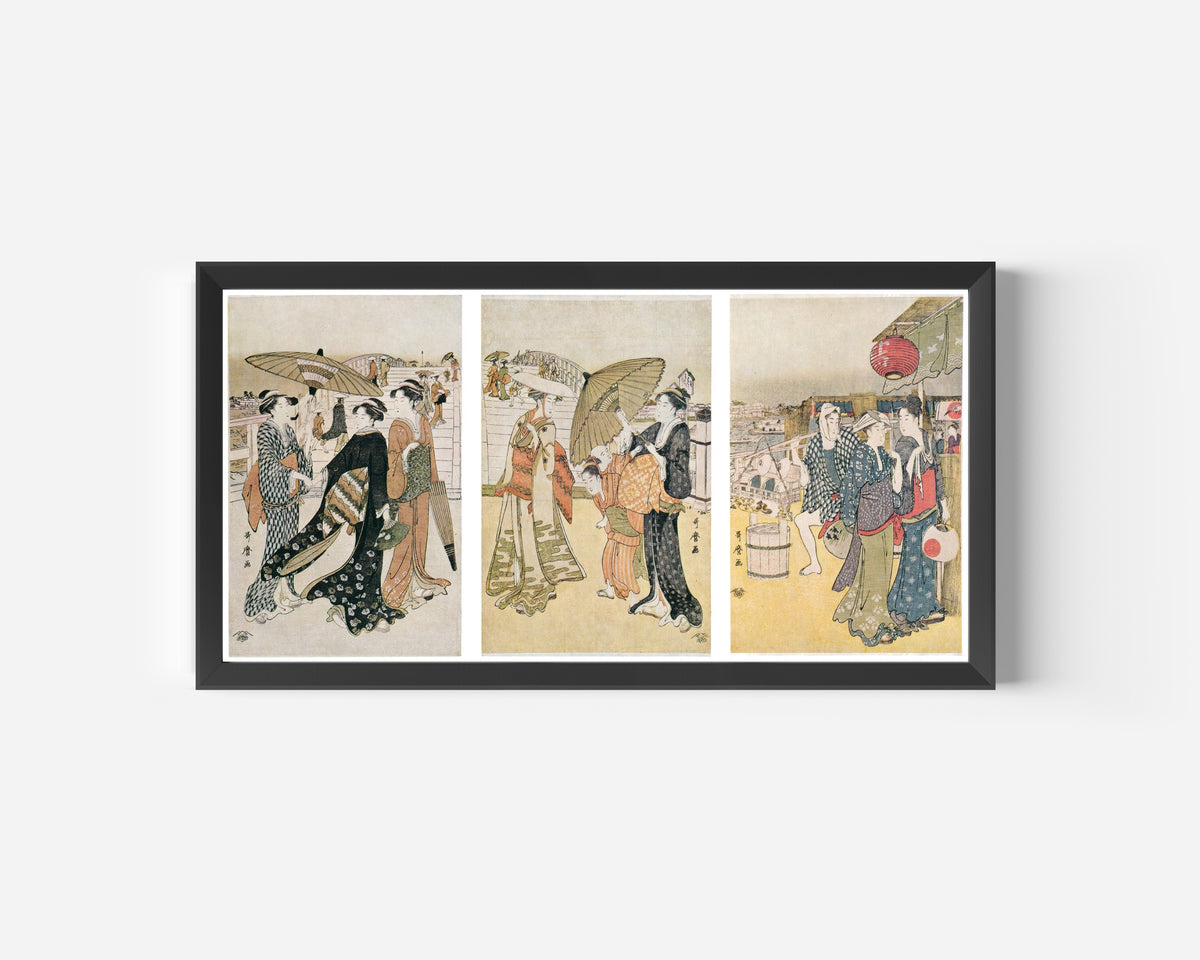 Kitagawa Utamaro — At the Foot of Ryogoku Bridge | Japanese Woodblock Print (Ukiyo-e)