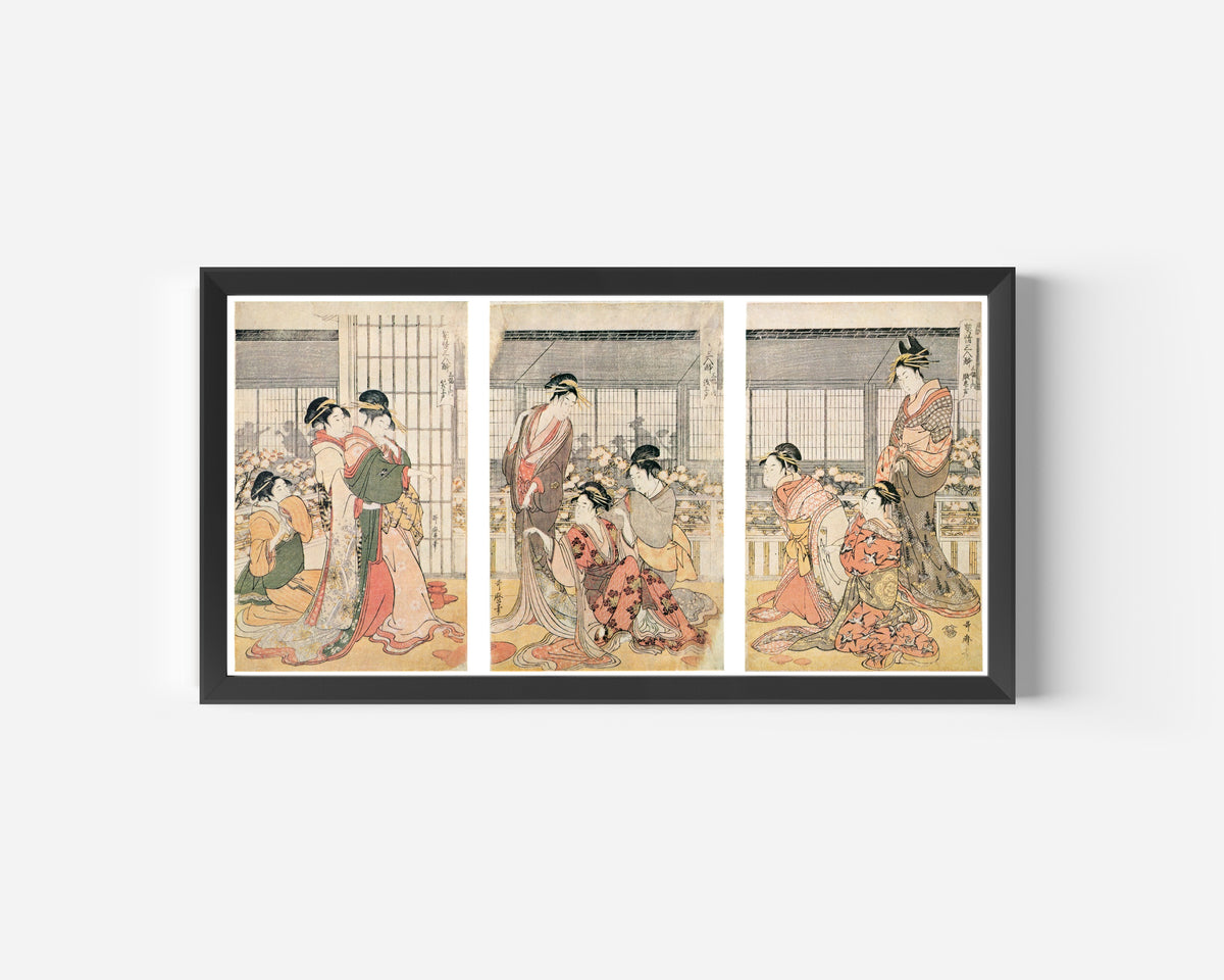 Kitagawa Utamaro — Three Drunken Courtesans | Japanese Woodblock Print (Ukiyo-e)