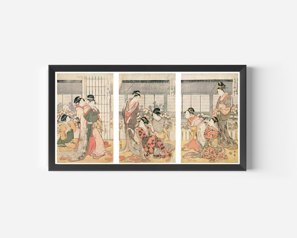 Kitagawa Utamaro — Three Drunken Courtesans | Japanese Woodblock Print (Ukiyo-e)