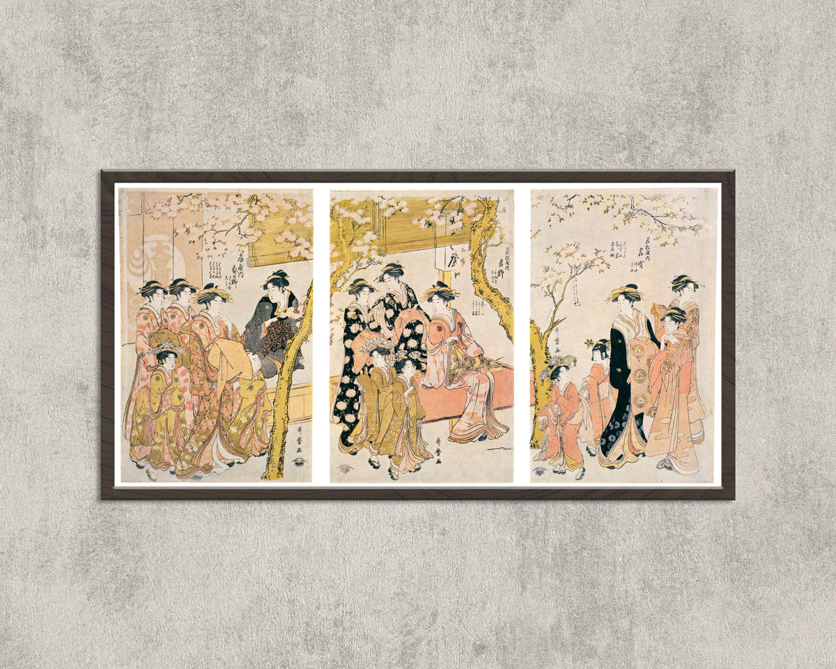 Kitagawa Utamaro — Courtesans and Cherry Blossoms at the Daikokuya | Japanese Woodblock Print (Ukiyo-e)
