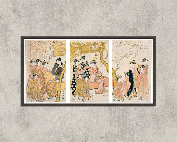 Kitagawa Utamaro — Courtesans and Cherry Blossoms at the Daikokuya | Japanese Woodblock Print (Ukiyo-e)