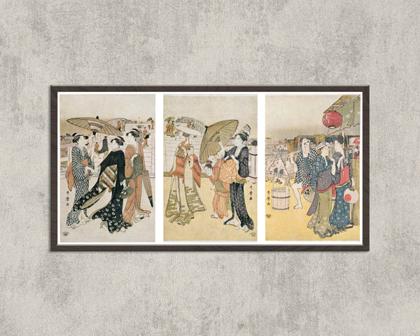 Kitagawa Utamaro — At the Foot of Ryogoku Bridge | Japanese Woodblock Print (Ukiyo-e)