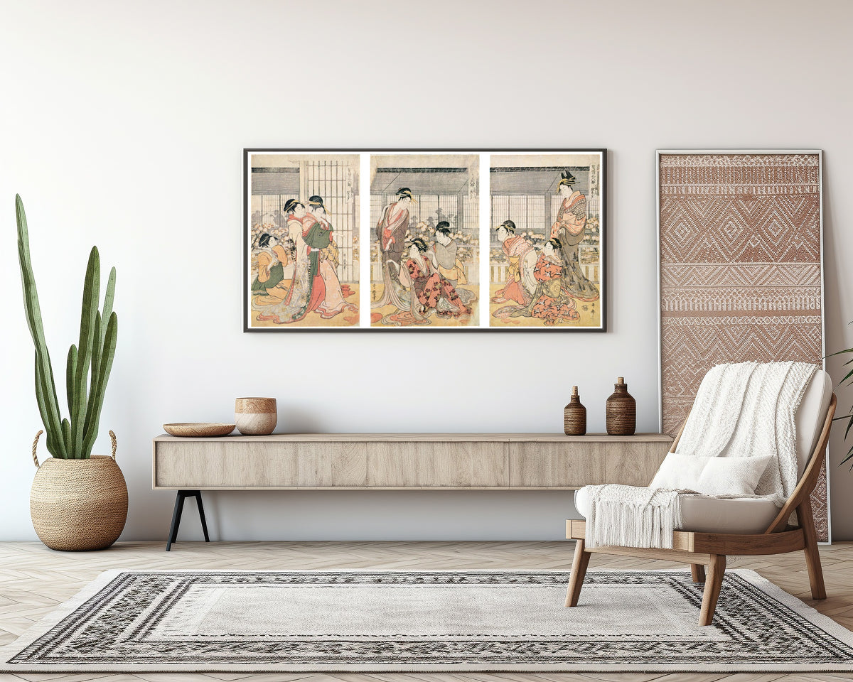Kitagawa Utamaro — Three Drunken Courtesans | Japanese Woodblock Print (Ukiyo-e)