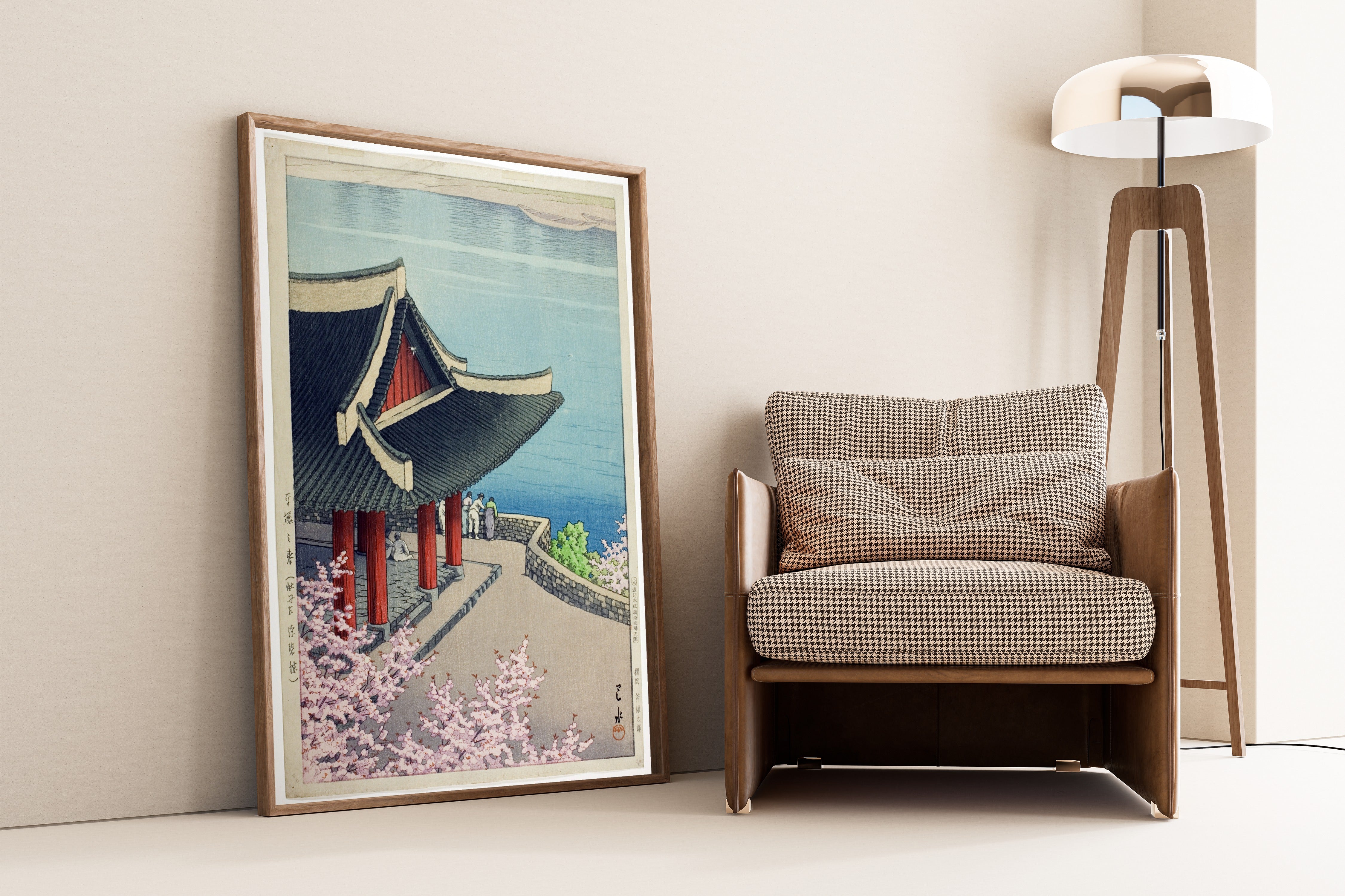 Kawase Hasui — Spring at Pubyok Pavilion, Korea | Japanese Woodblock Print (Shin Hanga)