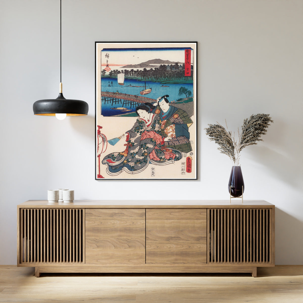 Utagawa Hiroshige & Utagawa Kunisada — Fifty-three Stations by Two Brushes: Yoshida | Japanese Woodblock Print (Ukiyo-e)