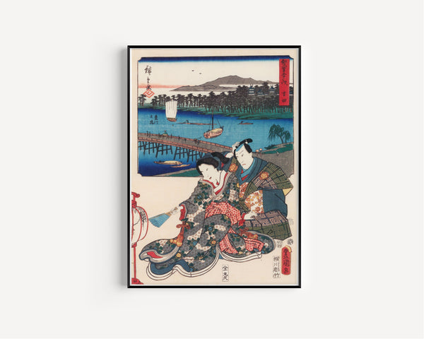 Utagawa Hiroshige & Utagawa Kunisada — Fifty-three Stations by Two Brushes: Yoshida | Japanese Woodblock Print (Ukiyo-e)