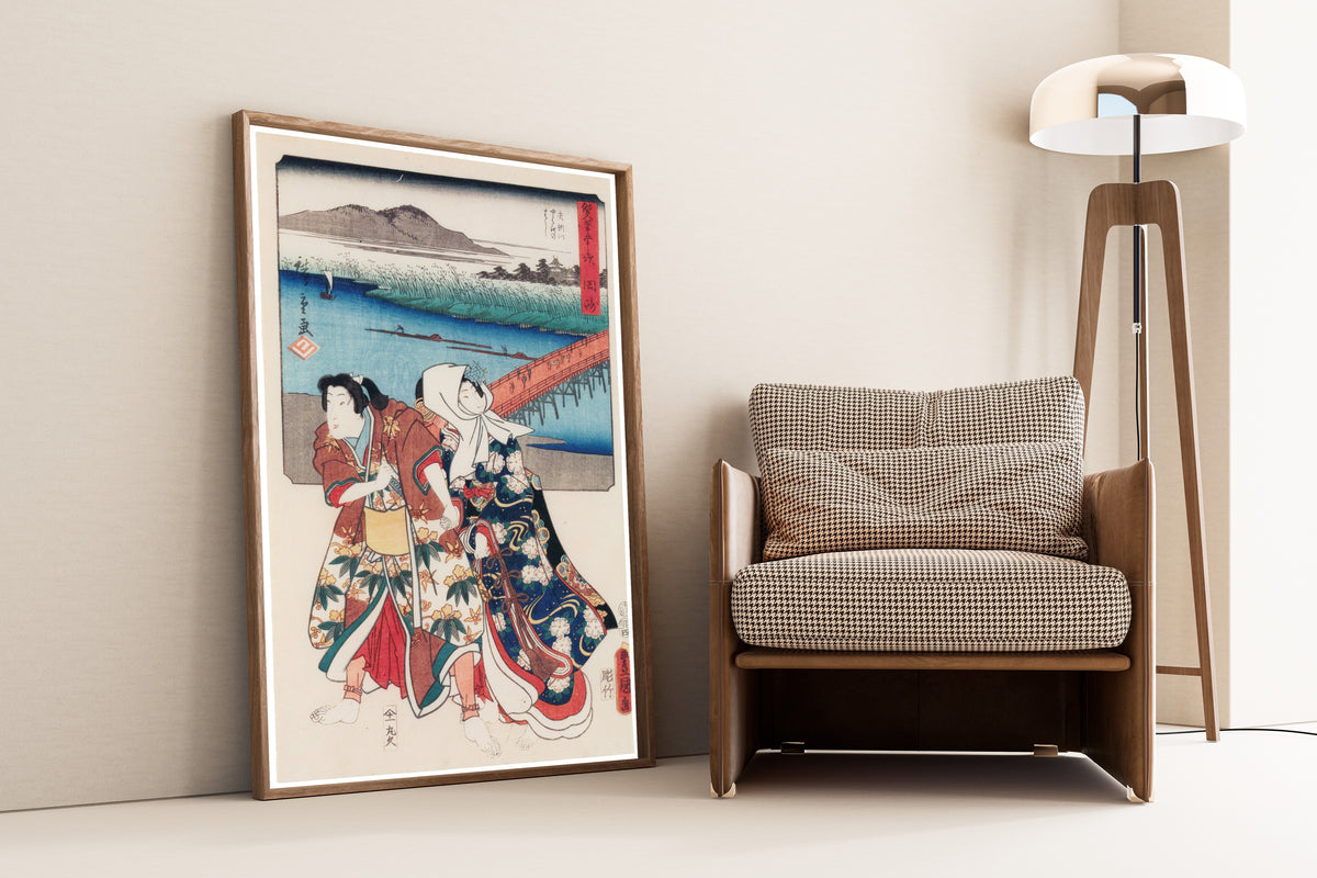 Utagawa Hiroshige & Utagawa Kunisada — Fifty-three Stations by Two Brushes: Okazaki | Japanese Woodblock Print (Ukiyo-e)