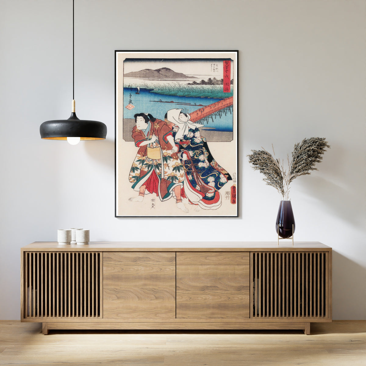 Utagawa Hiroshige & Utagawa Kunisada — Fifty-three Stations by Two Brushes: Okazaki | Japanese Woodblock Print (Ukiyo-e)