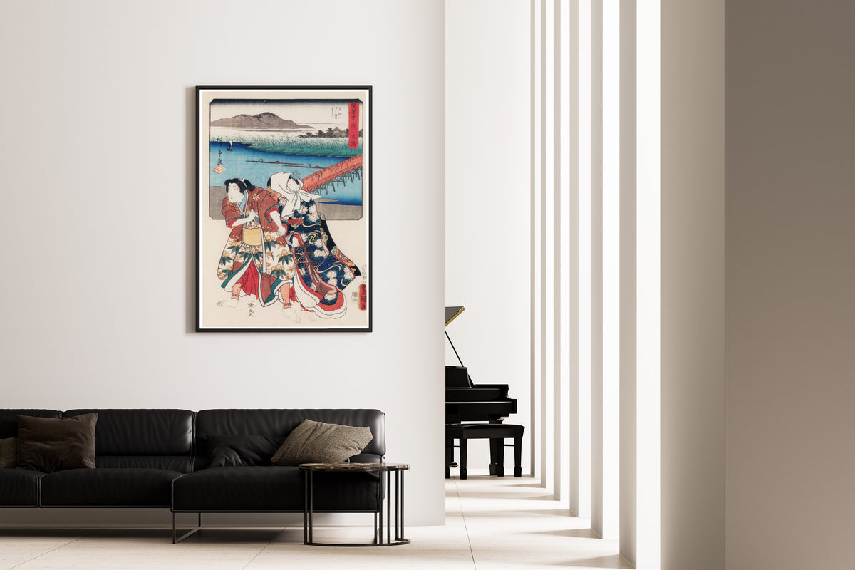 Utagawa Hiroshige & Utagawa Kunisada — Fifty-three Stations by Two Brushes: Okazaki | Japanese Woodblock Print (Ukiyo-e)
