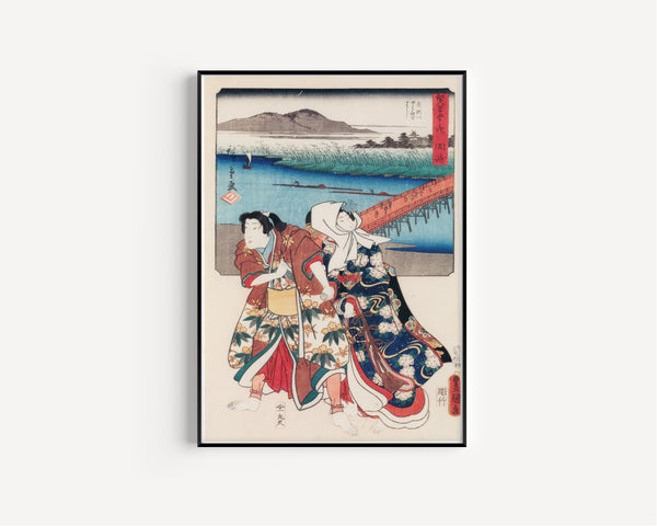 Utagawa Hiroshige & Utagawa Kunisada — Fifty-three Stations by Two Brushes: Okazaki | Japanese Woodblock Print (Ukiyo-e)