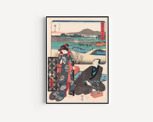 Utagawa Hiroshige & Utagawa Kunisada — Fifty-three Stations by Two Brushes: Ishibe | Japanese Woodblock Print (Ukiyo-e)