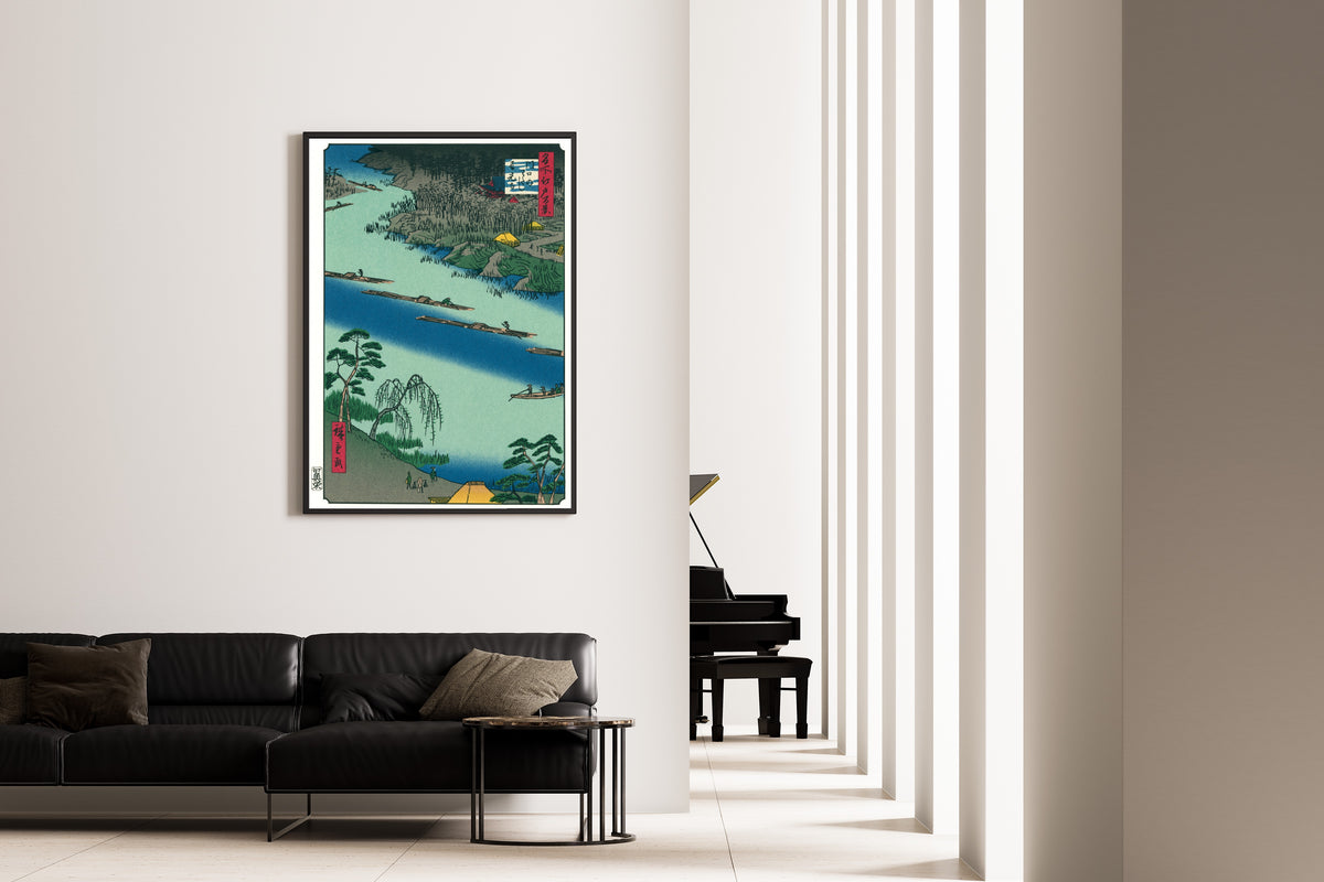 Utagawa Hiroshige — 100 Views of Edo: Kawaguchi Ferry and Zenkōji | Japanese Woodblock Print (Ukiyo-e)