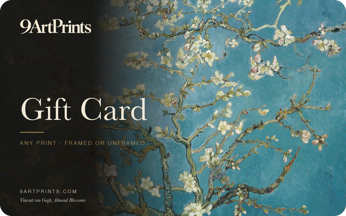 9 Art Prints gift card with Van Gogh's Almond Blossoms