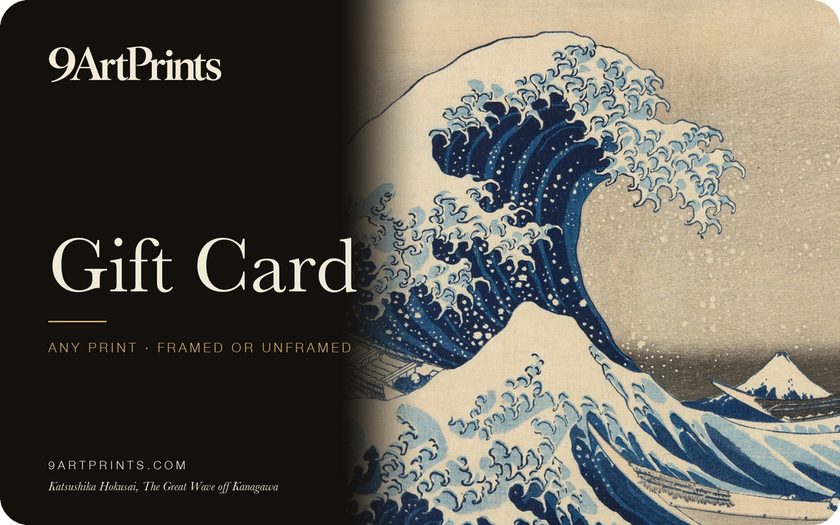 9 Art Prints gift card with Hokusai's The Great Wave off Kanagawa