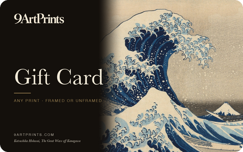 9 Art Prints gift card with Hokusai's The Great Wave off Kanagawa