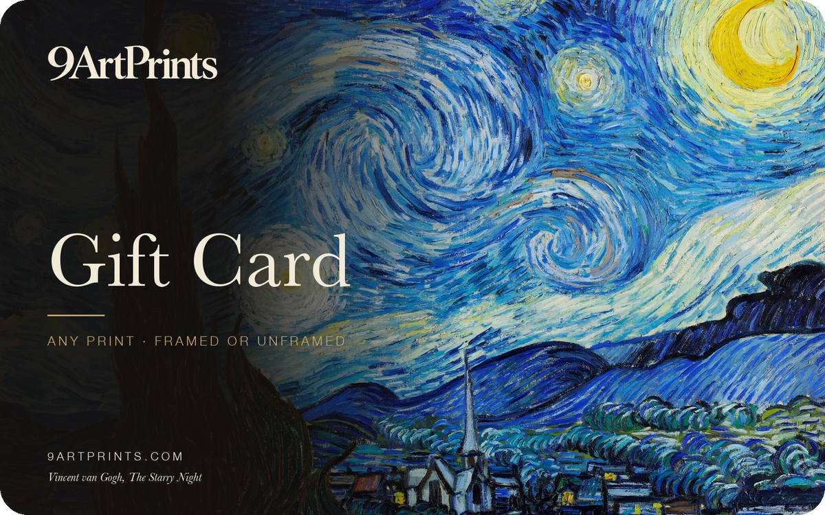 9 Art Prints gift card with Van Gogh's The Starry Night
