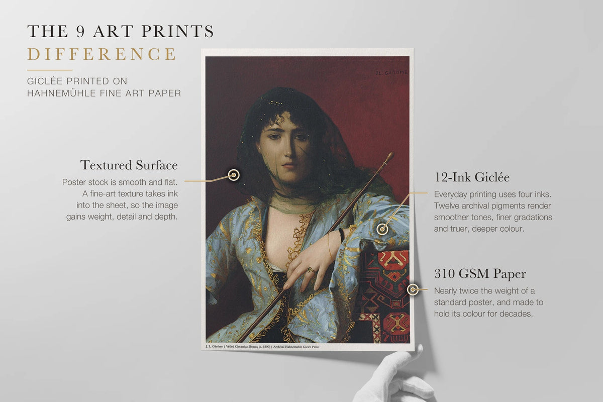 9 Art Prints difference: giclée on Hahnemühle fine art paper, 12-ink pigments, 310 GSM