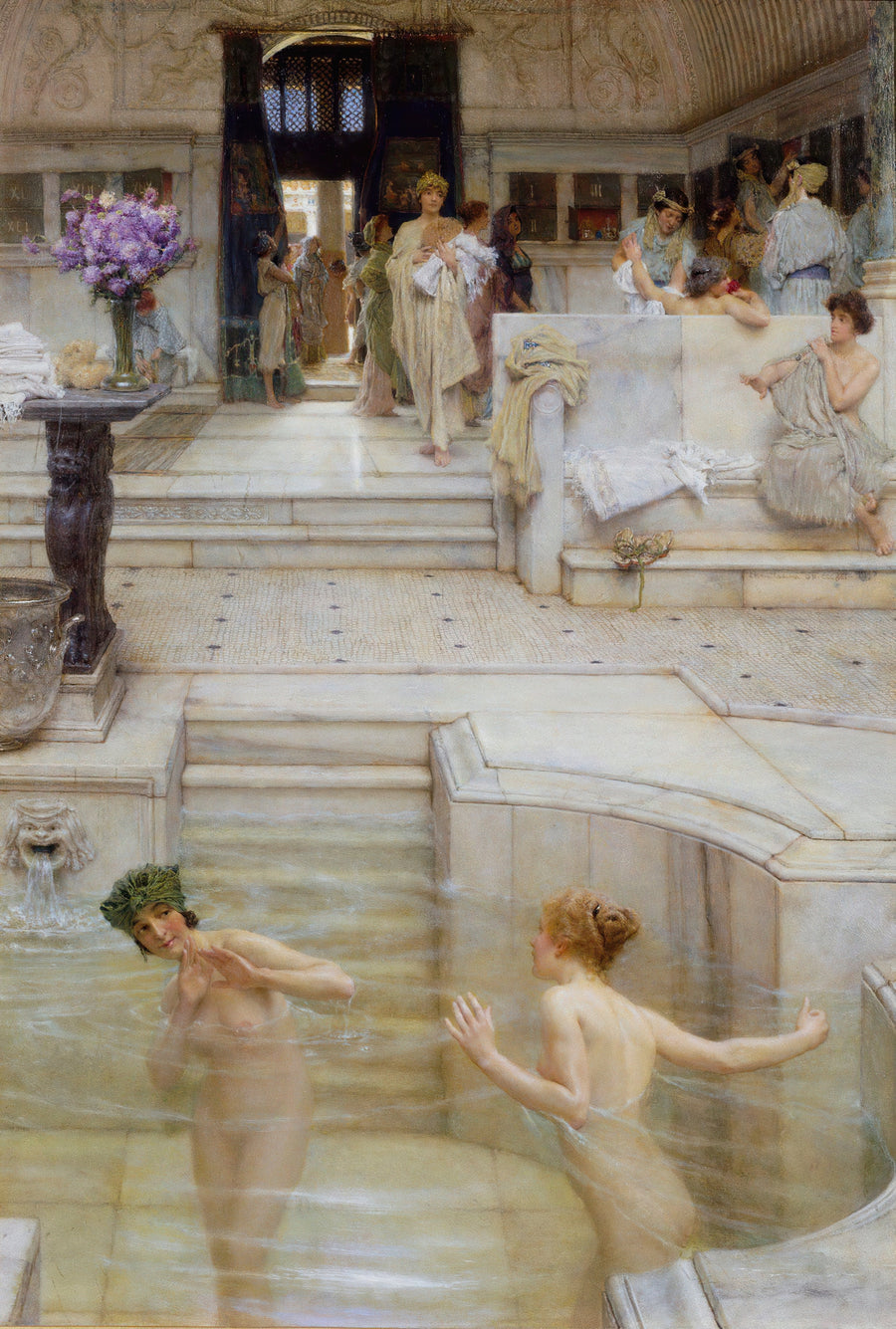 Lawrence Alma-Tadema — A Favourite Custom | Art Print shown to scale on a wall above a sofa