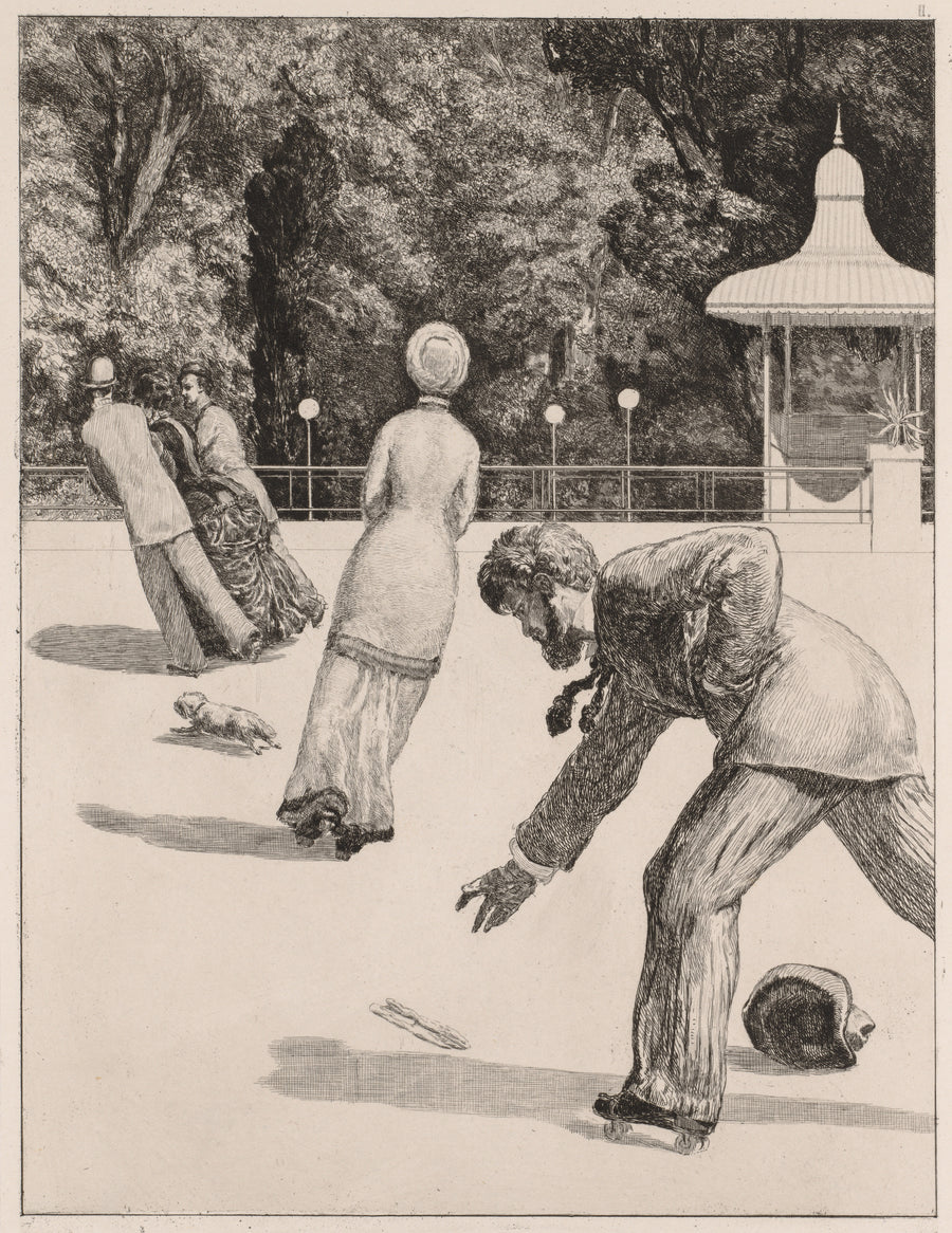 Max Klinger — A Glove: The Action | Etching Print shown to scale on a wall above a sofa