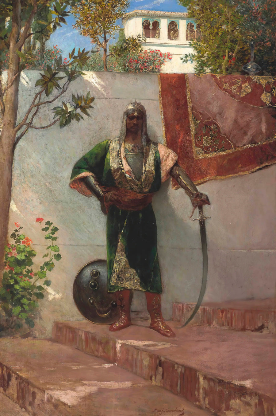 Jean-Joseph Benjamin-Constant — A Janissary | Art Print shown to scale on a wall above a sofa