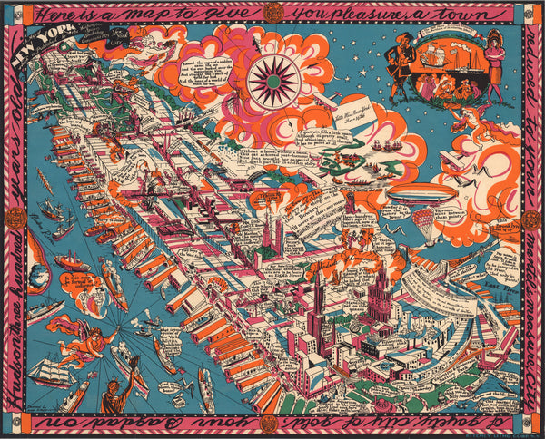 Joseph B. Platt — A Map of New York | Vintage Pictorial Map Print