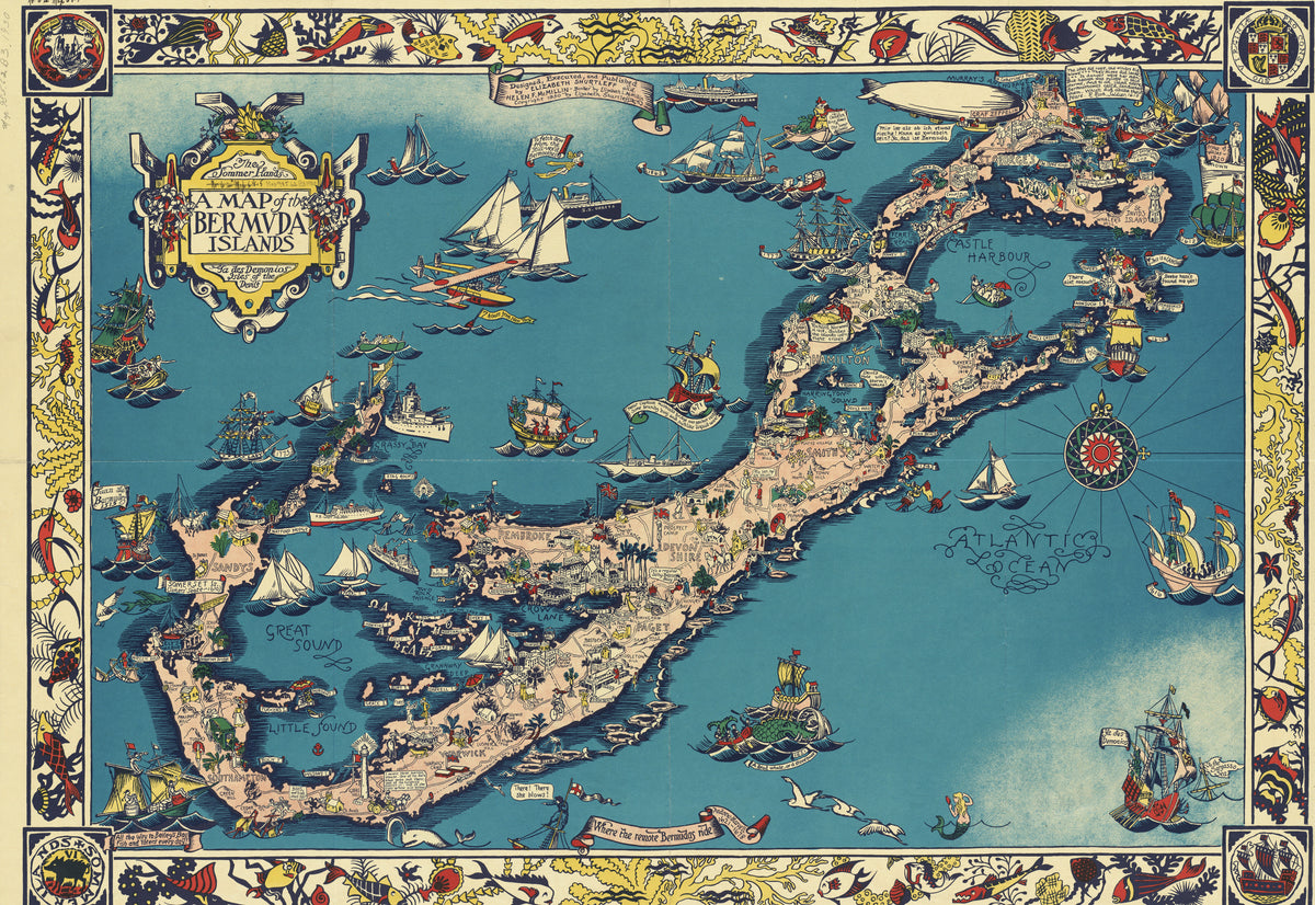 Elizabeth Shurtleff — A Map of the Bermuda Islands | Vintage Pictorial Map Print