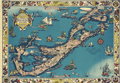 Elizabeth Shurtleff — A Map of the Bermuda Islands | Vintage Pictorial Map Print