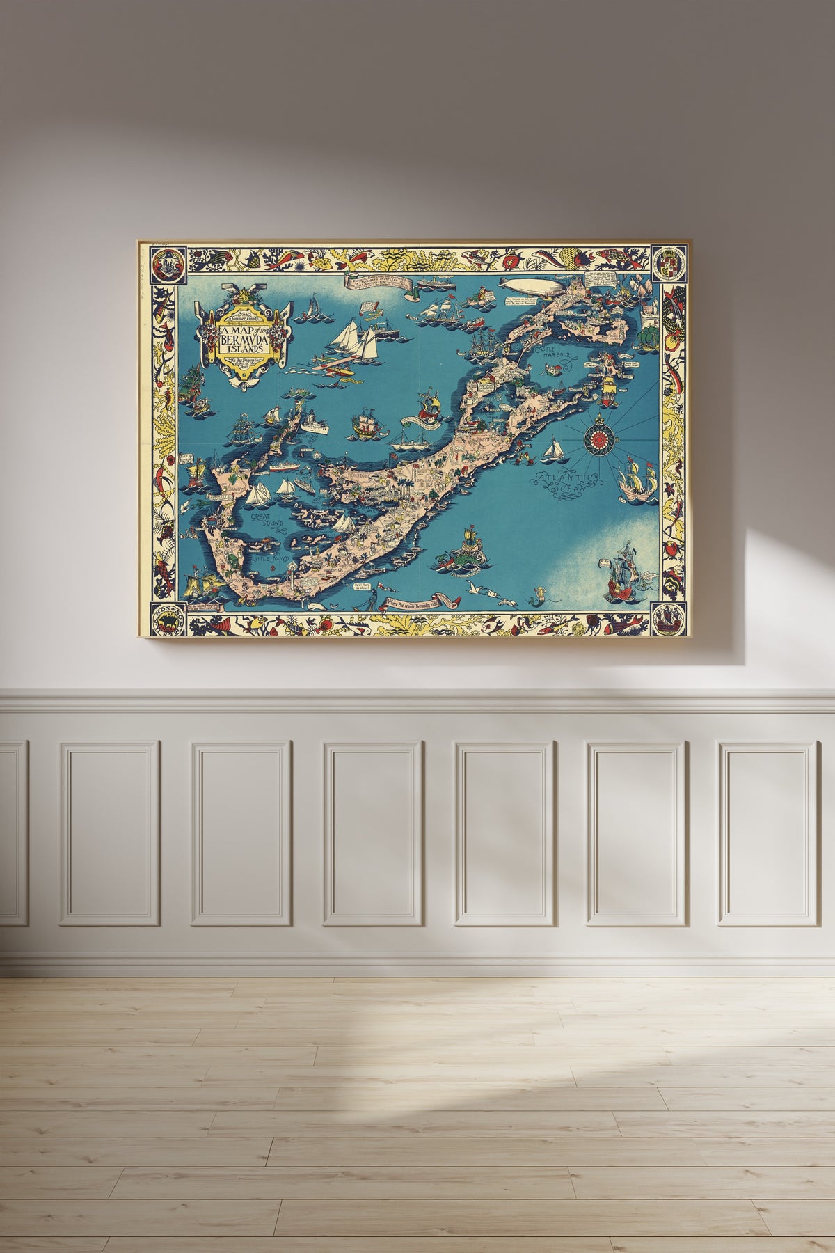 Elizabeth Shurtleff — A Map of the Bermuda Islands | Vintage Pictorial Map Print