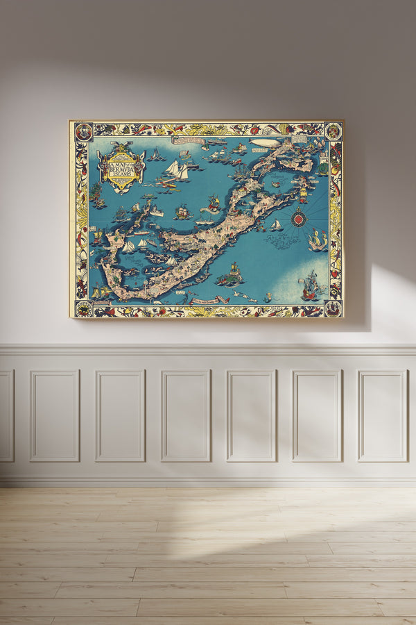 Elizabeth Shurtleff — A Map of the Bermuda Islands | Vintage Pictorial Map Print