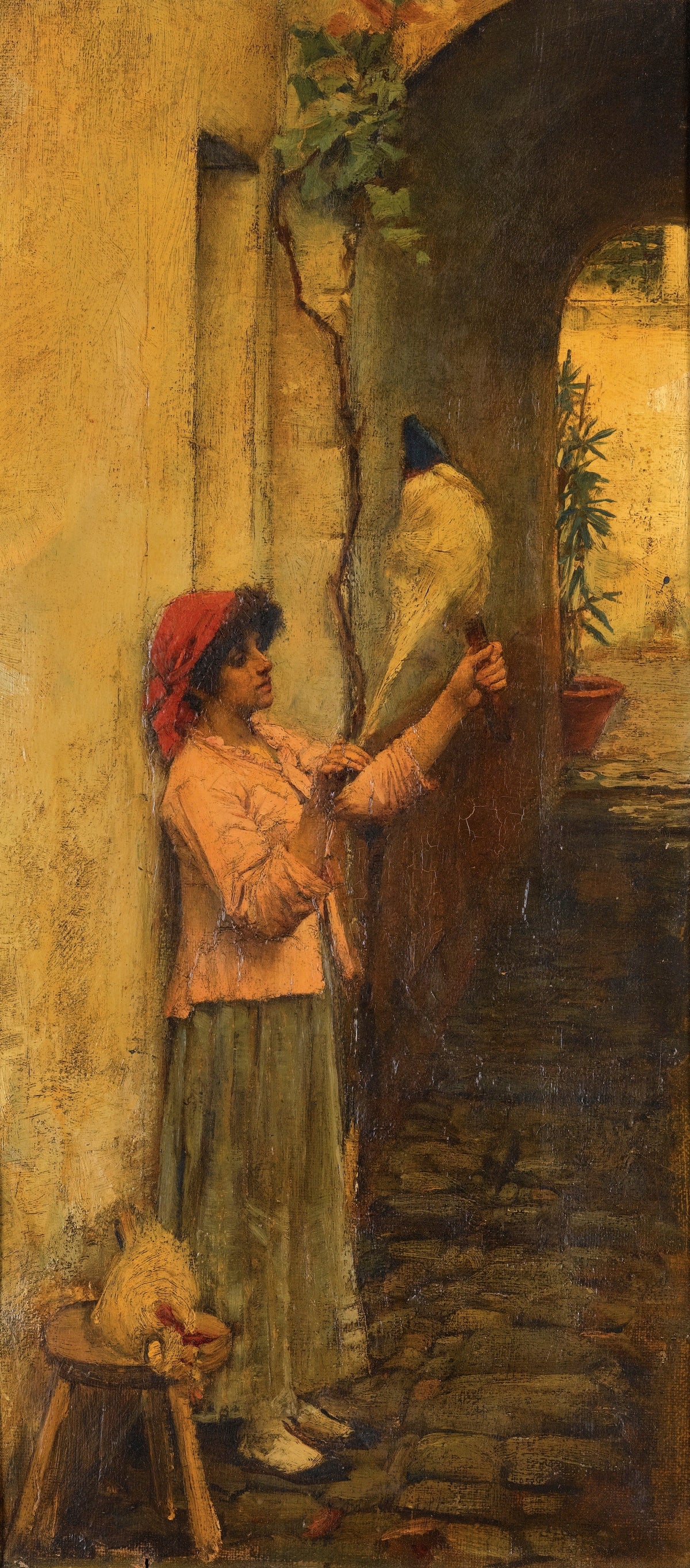 John William Waterhouse — A Neapolitan Flax Spinner | Pre-Raphaelite Art Print