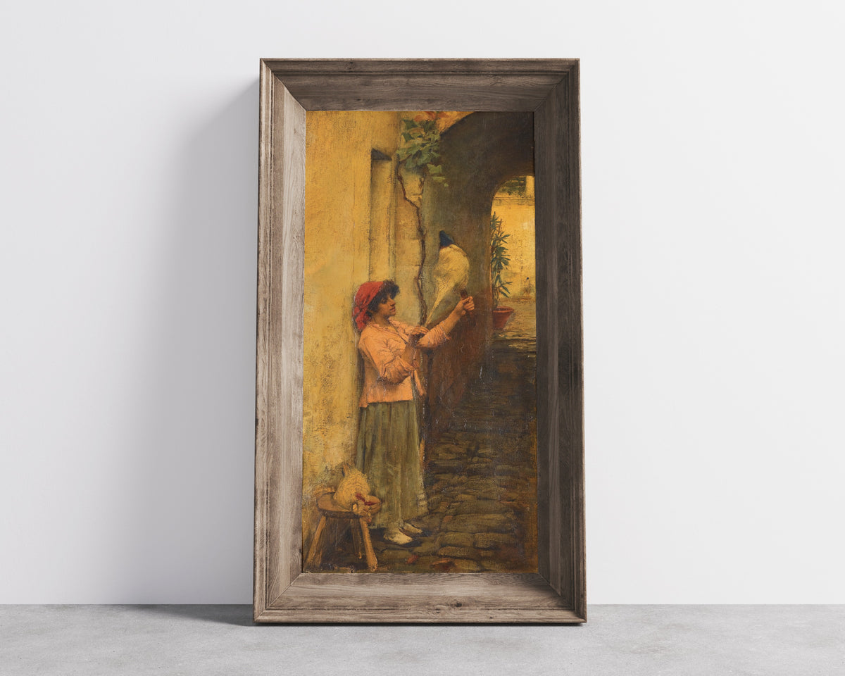 John William Waterhouse — A Neapolitan Flax Spinner | Pre-Raphaelite Art Print