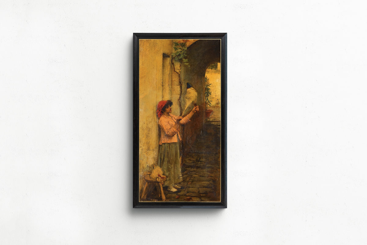 John William Waterhouse — A Neapolitan Flax Spinner | Pre-Raphaelite Art Print