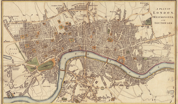 Richard Phillips — A Plan of London, Westminster and Southwark | Antique City Plan Print